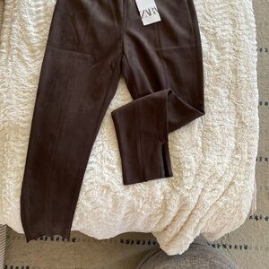 Zara Brown Faux Suede Dress Pants